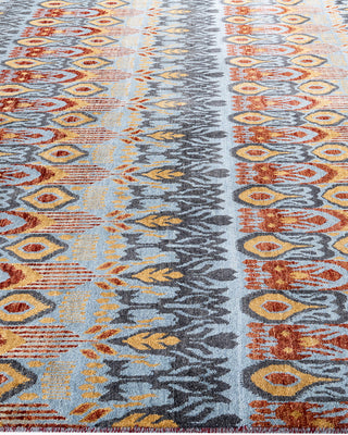 Traditional Ikat Hand Knotted Floral Wool Gray Area Rug 8' 0" x 10' 2"