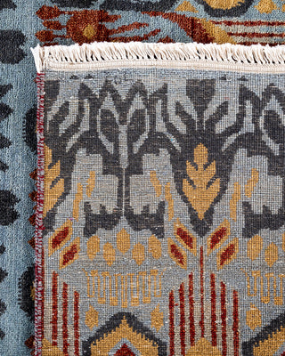 Traditional Ikat Hand Knotted Floral Wool Gray Area Rug 8' 0" x 10' 2"