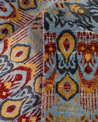 Traditional Ikat Hand Knotted Floral Wool Gray Area Rug 8' 0" x 10' 2"