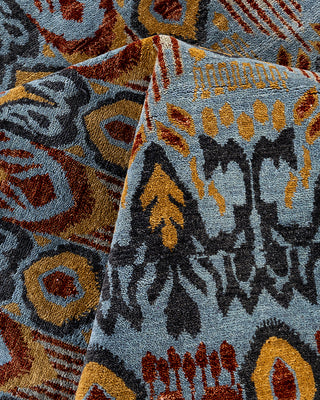 Traditional Ikat Hand Knotted Floral Wool Gray Area Rug 8' 0" x 10' 2"