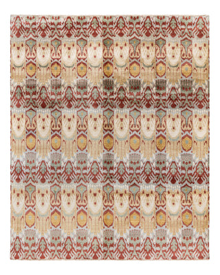Traditional Ikat Hand Knotted Floral Wool Gray Area Rug 8' 2" x 9' 10"
