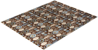 Traditional Ikat Hand Knotted Floral Wool Brown Area Rug 8' 1" x 10' 0"