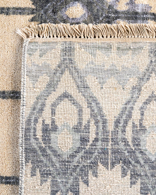 Traditional Ikat Hand Knotted Floral Silk & Wool Blend Ivory Area Rug 9' 0" x 12' 0"