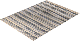 Traditional Ikat Hand Knotted Floral Silk & Wool Blend Ivory Area Rug 9' 0" x 12' 0"