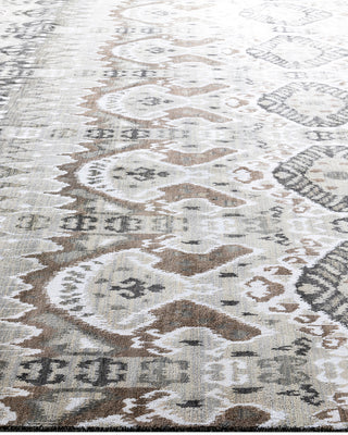 Traditional Ikat Hand Knotted Abstract Silk & Wool Blend Brown Area Rug 8' 10" x 12' 1"