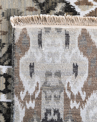 Traditional Ikat Hand Knotted Abstract Silk & Wool Blend Brown Area Rug 8' 10" x 12' 1"