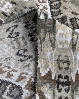 Traditional Ikat Hand Knotted Abstract Silk & Wool Blend Brown Area Rug 8' 10" x 12' 1"