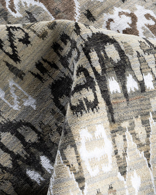 Traditional Ikat Hand Knotted Abstract Silk & Wool Blend Brown Area Rug 8' 10" x 12' 1"