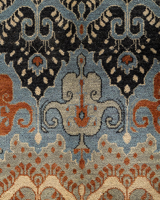 Traditional Ikat Hand Knotted Floral Wool Gray Area Rug 9' 1" x 12' 3"