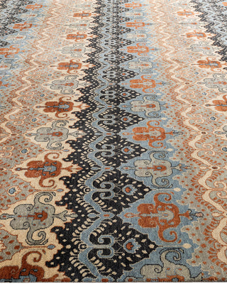 Traditional Ikat Hand Knotted Floral Wool Gray Area Rug 9' 1" x 12' 3"