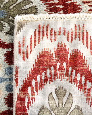 Traditional Ikat Hand Knotted Floral Wool Green Area Rug 8' 2" x 10' 1"