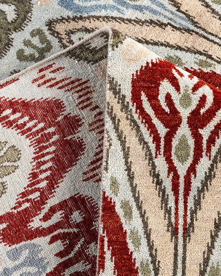 Traditional Ikat Hand Knotted Floral Wool Green Area Rug 8' 2" x 10' 1"