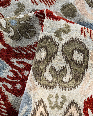 Traditional Ikat Hand Knotted Floral Wool Green Area Rug 8' 2" x 10' 1"