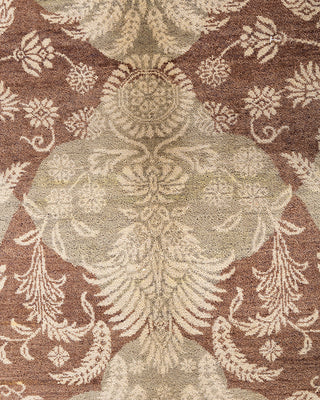 Traditional Ikat Hand Knotted Floral Wool Brown Area Rug 9' 2" x 12' 4"