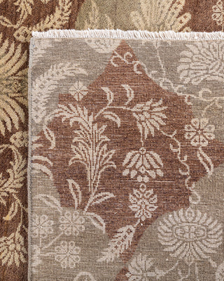 Traditional Ikat Hand Knotted Floral Wool Brown Area Rug 9' 2" x 12' 4"