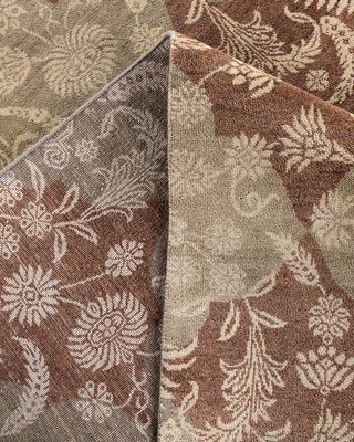 Traditional Ikat Hand Knotted Floral Wool Brown Area Rug 9' 2" x 12' 4"