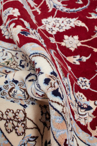 Authentic Persian Nain Hand Knotted Wool Silk Blend Ivory Area Rug 8' 8" x 11' 9"