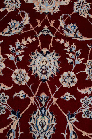 Authentic Persian Nain Hand Knotted Wool Silk Blend Ivory Area Rug 8' 8" x 11' 9"