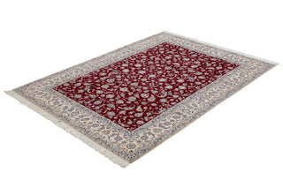 Authentic Persian Nain Hand Knotted Wool Silk Blend Ivory Area Rug 8' 8" x 11' 9"