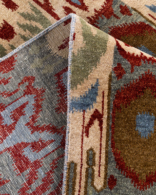 Traditional Ikat Hand Knotted Floral Wool Gray Area Rug 9' 2" x 12' 3"