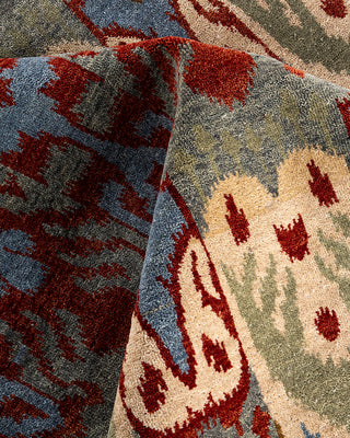 Traditional Ikat Hand Knotted Floral Wool Gray Area Rug 9' 2" x 12' 3"