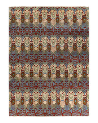 Traditional Ikat Hand Knotted Floral Wool Gray Area Rug 9' 2" x 12' 3"