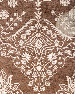 Traditional Ikat Hand Knotted Abstract Wool Brown Area Rug 8' 2" x 10' 4"