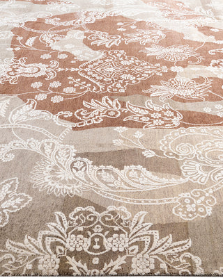 Traditional Ikat Hand Knotted Abstract Wool Brown Area Rug 8' 2" x 10' 4"