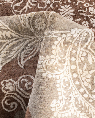Traditional Ikat Hand Knotted Abstract Wool Brown Area Rug 8' 2" x 10' 4"
