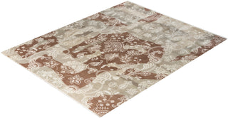 Traditional Ikat Hand Knotted Abstract Wool Brown Area Rug 8' 2" x 10' 4"