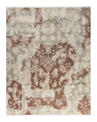 Traditional Ikat Hand Knotted Abstract Wool Brown Area Rug 8' 2" x 10' 4"