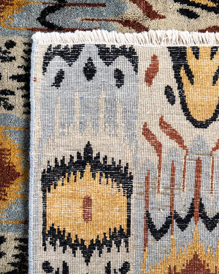 Traditional Ikat Hand Knotted Floral Wool Beige Area Rug 8' 2" x 10' 1"