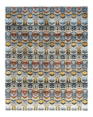 Traditional Ikat Hand Knotted Floral Wool Beige Area Rug 8' 2" x 10' 1"