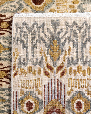 Traditional Ikat Hand Knotted Floral Wool Beige Area Rug 8' 0" x 10' 4"