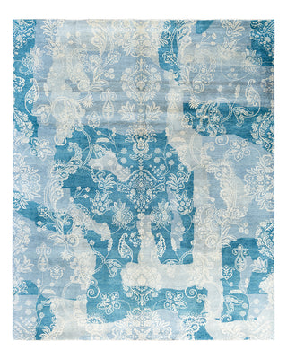 Traditional Ikat Hand Knotted Abstract Wool Gray Area Rug 8' 4" x 10' 2"