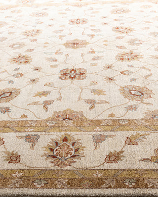 Traditional Oushak Hand Knotted Floral Wool Ivory Area Rug 9' 2" x 12' 4"
