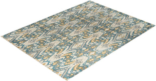 Traditional Ikat Hand Knotted Floral Wool Teal Area Rug 9' 1" x 12' 1"