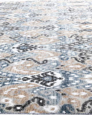 Traditional Ikat Hand Knotted Floral Silk & Wool Blend Gray Area Rug 8' 10" x 12' 1"