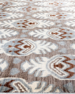 Traditional Ikat Hand Knotted Floral Wool Gray Area Rug 9' 1" x 12' 5"