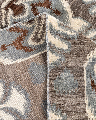 Traditional Ikat Hand Knotted Floral Wool Gray Area Rug 9' 1" x 12' 5"