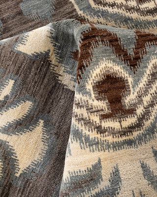 Traditional Ikat Hand Knotted Floral Wool Gray Area Rug 9' 1" x 12' 5"