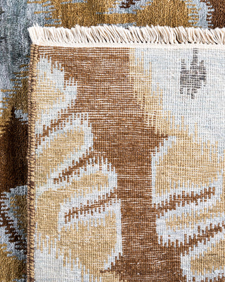 Traditional Ikat Hand Knotted Floral Silk & Wool Blend Brown Area Rug 8' 10" x 12' 4"