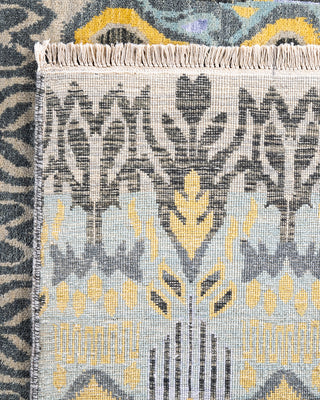 Traditional Ikat Hand Knotted Floral Silk & Wool Blend Beige Area Rug 9' 1" x 12' 2"
