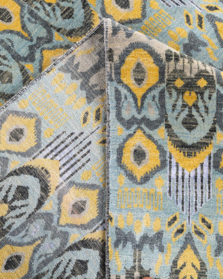 Traditional Ikat Hand Knotted Floral Silk & Wool Blend Beige Area Rug 9' 1" x 12' 2"