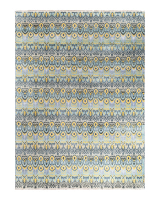 Traditional Ikat Hand Knotted Floral Silk & Wool Blend Beige Area Rug 9' 1" x 12' 2"