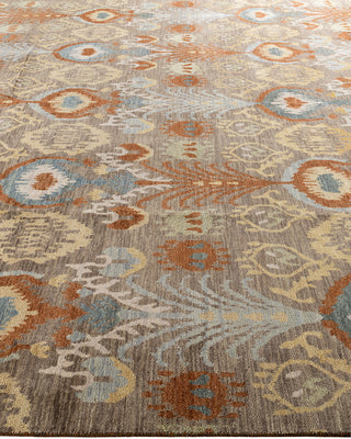 Traditional Ikat Hand Knotted Floral Wool Rust Area Rug 9' 0" x 12' 1"