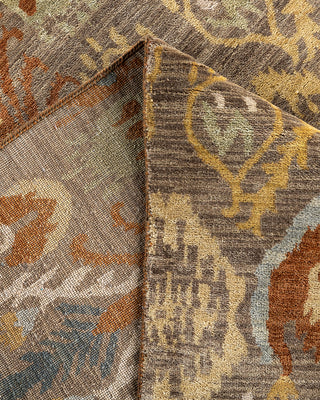 Traditional Ikat Hand Knotted Floral Wool Rust Area Rug 9' 0" x 12' 1"