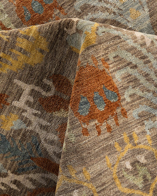 Traditional Ikat Hand Knotted Floral Wool Rust Area Rug 9' 0" x 12' 1"