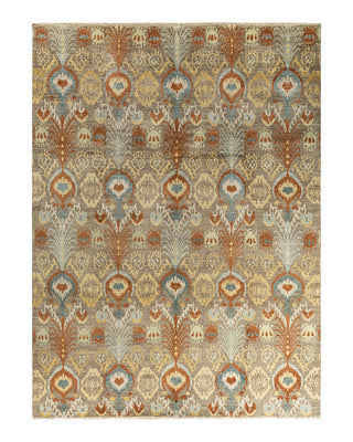 Traditional Ikat Hand Knotted Floral Wool Rust Area Rug 9' 0" x 12' 1"