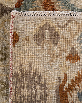 Traditional Ikat Hand Knotted Floral Wool Ivory Area Rug 9' 3" x 12' 4"